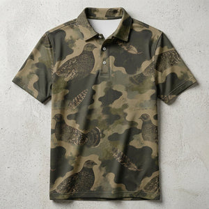 Grouse Camouflage Graphic Pattern Men Polo Shirt
