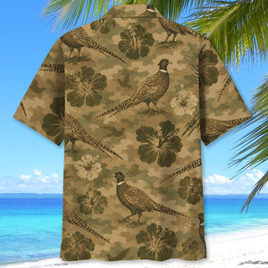 Pheasant Hibiscus Camouflage Hawaiian Shirt