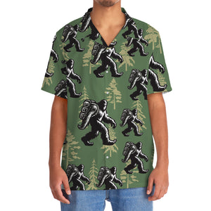 Bigfoot Hiking Gold Tree Hawaiian Shirt