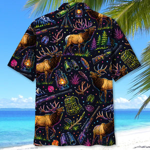 Elk Hunting Graphic Pattern Hawaiian Shirt
