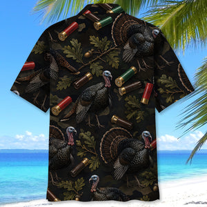 Vintage Turkey Hunting Camouflage Black Hawaiian Shirt