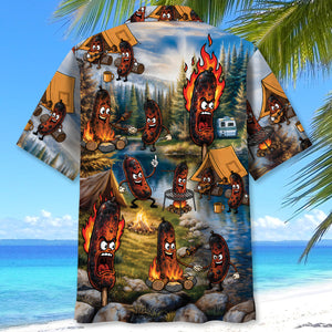 Burnt Sausages Funny Camping Hawaiian Shirt