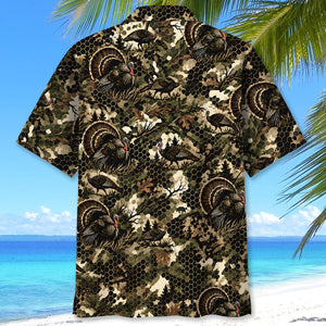 Tactical Hexagonal Turkey Hunting Camo Hawaiian Shirt