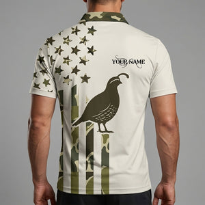 Custom Name Quail Hunting Camouflage Style Men Polo Shirt