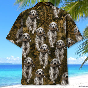 Camouflage English Setter Running With Mourning Dove Hawaiian Shirt