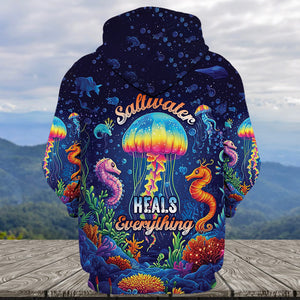 Saltwater Heals Everything Jellyfish All Over Print Shirt