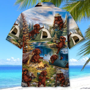 Dachshund Dog Funny Camping Hawaiian Shirt