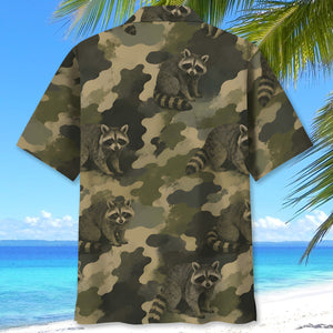 Raccoon Camouflage Graphic Pattern Hawaiian Shirt