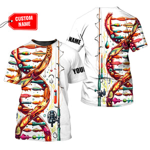 Custom Name Fishing DNA All Over Print Shirt