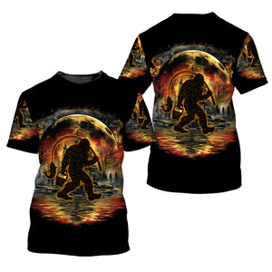 Fiery Bigfoot Fishing All Over Print Shirt