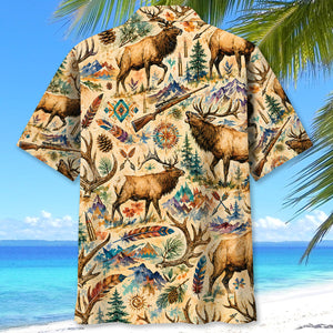 Elk Hunting Watercolor Hawaiian Shirt