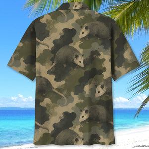 Opossum Camouflage Graphic Pattern Hawaiian Shirt