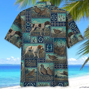 Vintage Blue Quail Hunting Hawaiian Shirt