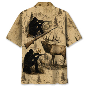 Vintage Elk Hunting Hawaiian Shirt