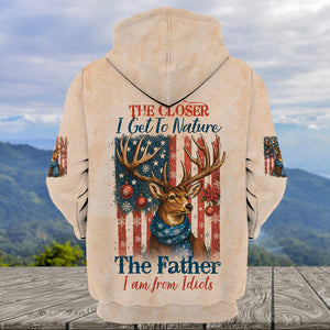 Funny Deer Christmas The Closer I Get To Nature All Over Print Shirt
