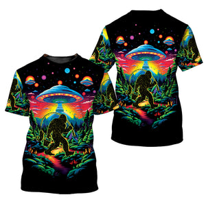 Bigfoot Fishing Forest All Over Print Shirt