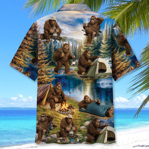 Funny Bigfoot Camping Hawaiian Shirt
