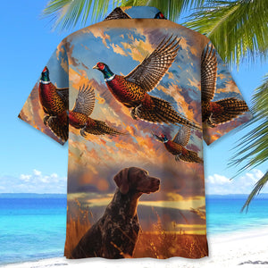 Pheasant Hunting with German Shorthaired Pointer Hawaiian Shirt