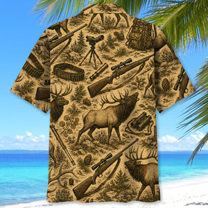 Vintage Elk Hunting Hawaiian Shirt
