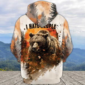 Bear Forest I Hate People All Over Print Shirt