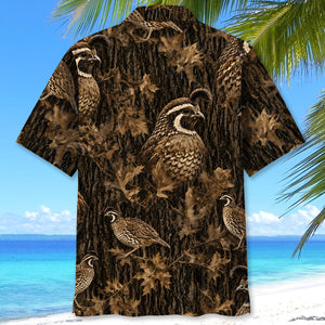Vintage Quail Art Camo Hawaiian Shirt