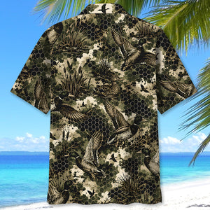 Tactical Hexagonal Duck Hunting Camo Hawaiian Shirt