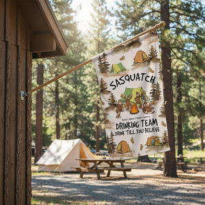 Sasquatch Campfire Drinking Team Flag Decor