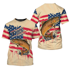 Vintage America Custom Name Trout Fishing All Over Print Shirt