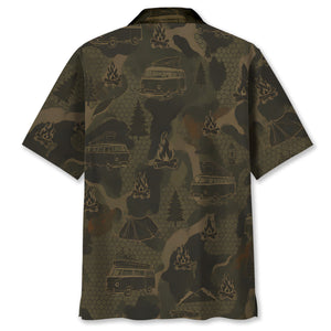 Car Camping Camouflage Hawaiian Shirt