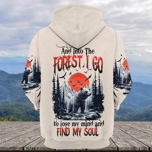 Into The Forest I Go Bear Red Sun All Over Print Shirt