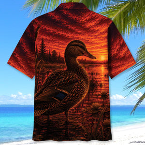 Duck Hunting Burnt Sky Hawaiian Shirt