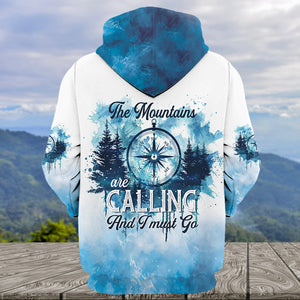 Compass The Mountains Are Calling And I Must Go All Over Print Shirt