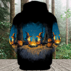 Spooky Pumpkin Campfire Night All Over Print Shirt