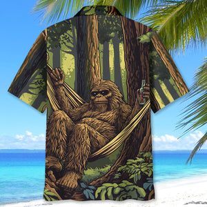 Bigfoot Lounging In A Hammock Hawaiian Shirt