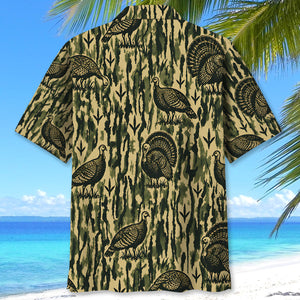 Wild Turkey Stripe Camouflage Hawaiian Shirt