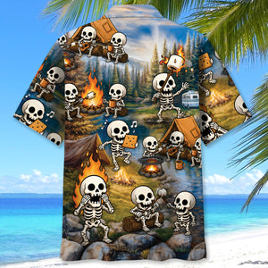 Vintage Skeleton Camping Hawaiian Shirt