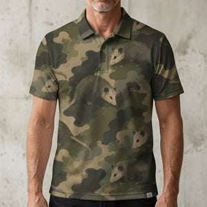 Opossum Camouflage Graphic Pattern Men Polo Shirt