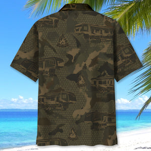 Fifth Wheel Camping Camouflage Hawaiian Shirt