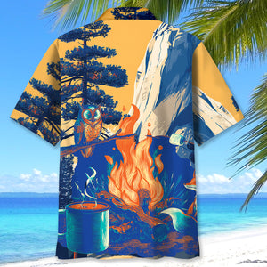 Fox by the Fire Camping Hawaiian Shirt