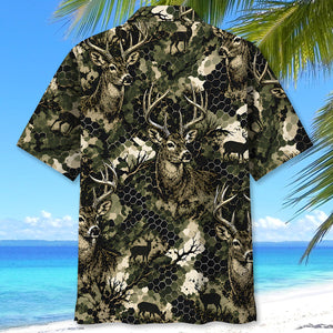 Tactical Hexagonal Deer Hunting Camo Hawaiian Shirt