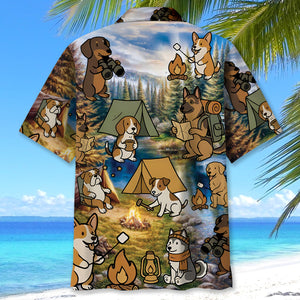 Funny Dog Camping Hawaiian Shirt