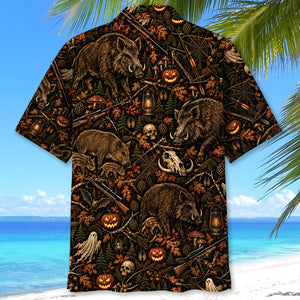 Hog Hunting Halloween Hawaiian Shirt
