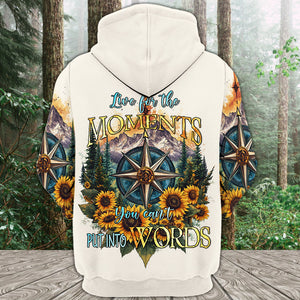 Live For The Moments Compass Sunflower All Over Print Shirt