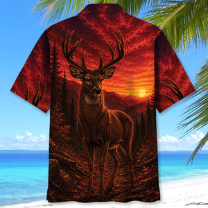 Deer Hunting Burnt Sky Hawaiian Shirt