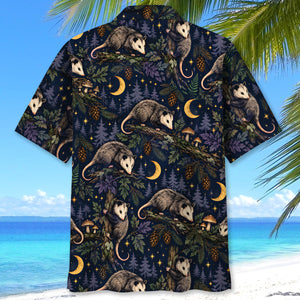Moonlit Opossum Forest Pattern Hawaiian Shirt