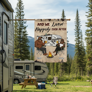 Custom Name Bigfoot And We Lived Happily Ever After Flag Decor