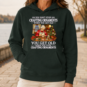Old Woman Don't Stop Crafting Ornaments - 5-HS2D-ForestGreen