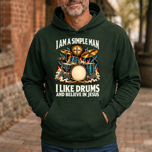 I Like Drums & Believe In Jesus - 5-HS2D-ForestGreen