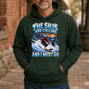 Skis Are Calling And I Must Go - 5-HS2D-ForestGreen