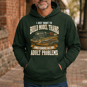 Vintage I Just Want To Build Model Trains - 5-HS2D-ForestGreen